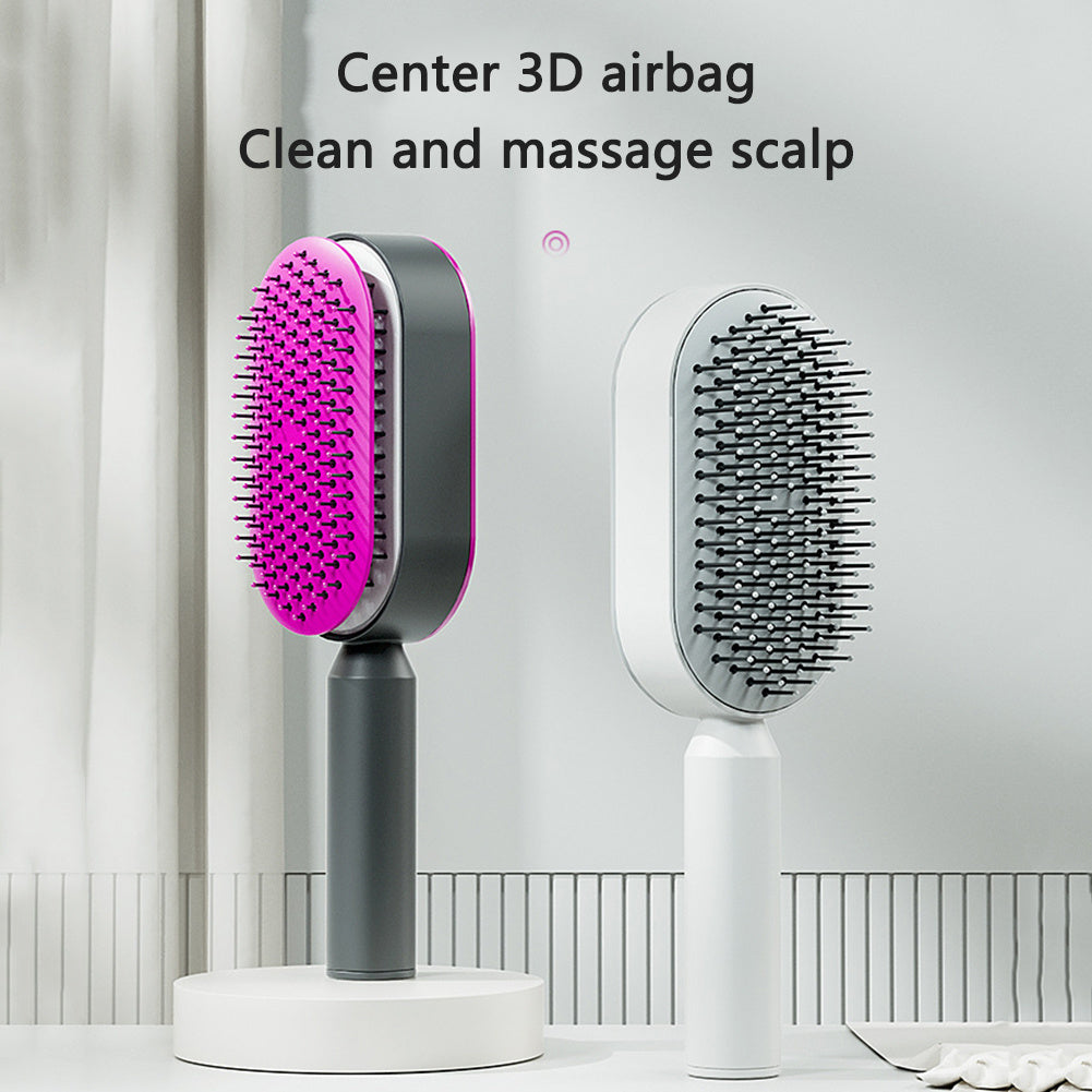 Self Cleaning Hair Brush For Women Massage Scalp Comb Anti-Static Hairbrush